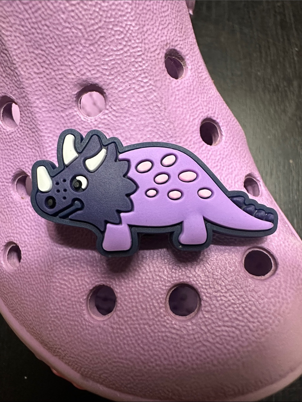 Jibbitz Purple Triceratops Shoe Charm